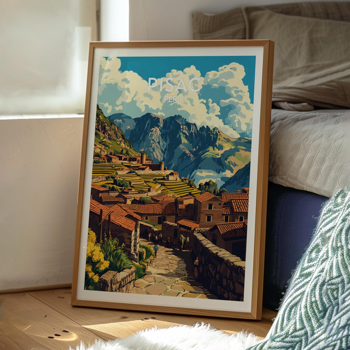 Pisac Peru Ancient Inca Terraces Sacred Valley Ruins Travel Poster - Image 3