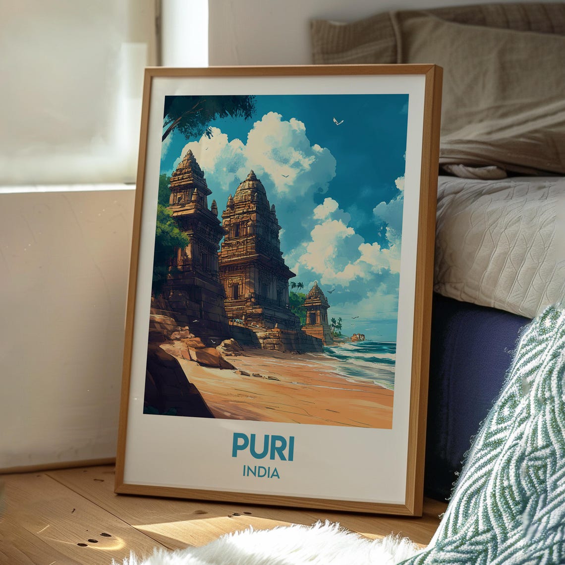 Puri India Beach Temples Sunset Ocean Waves Sacred Travel Poster - Image 3