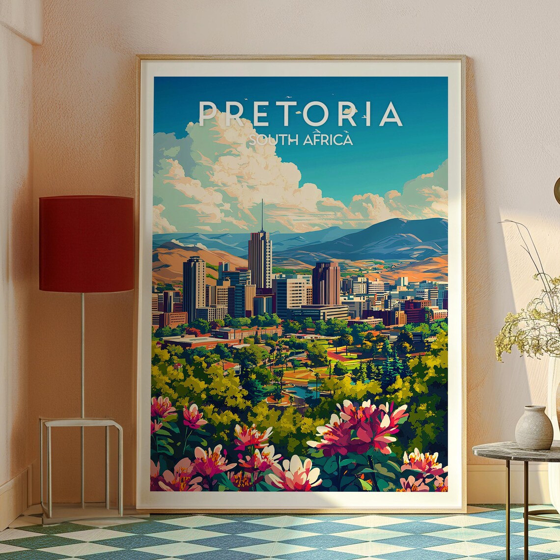 Pretoria South Africa City Skyline Jacaranda Blossom Spring Art Poster - Image 2