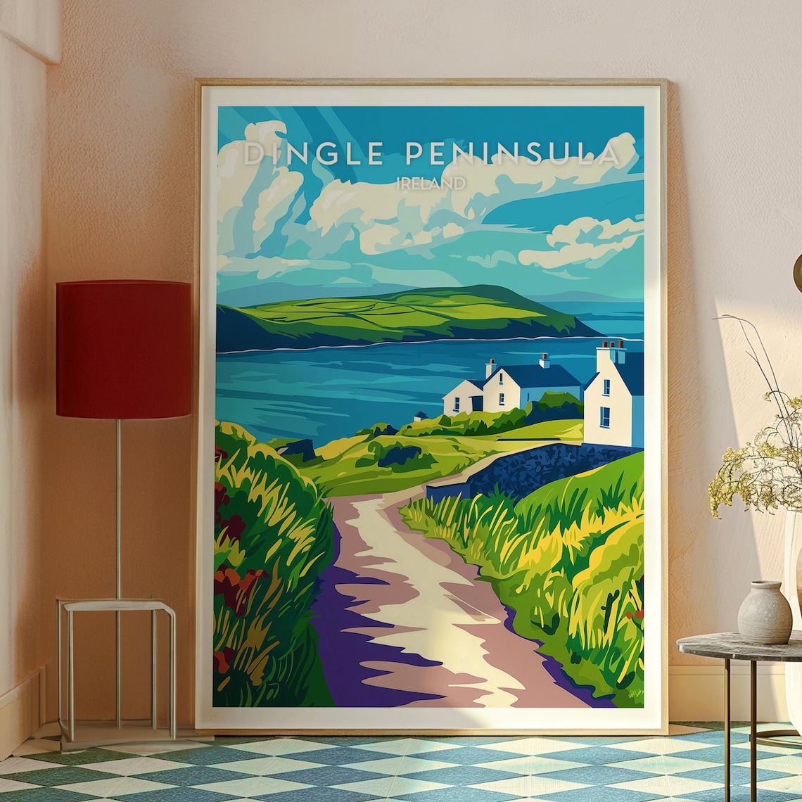 Dingle Peninsula Ireland Vintage Travel Poster Green Headland Sea - Image 2