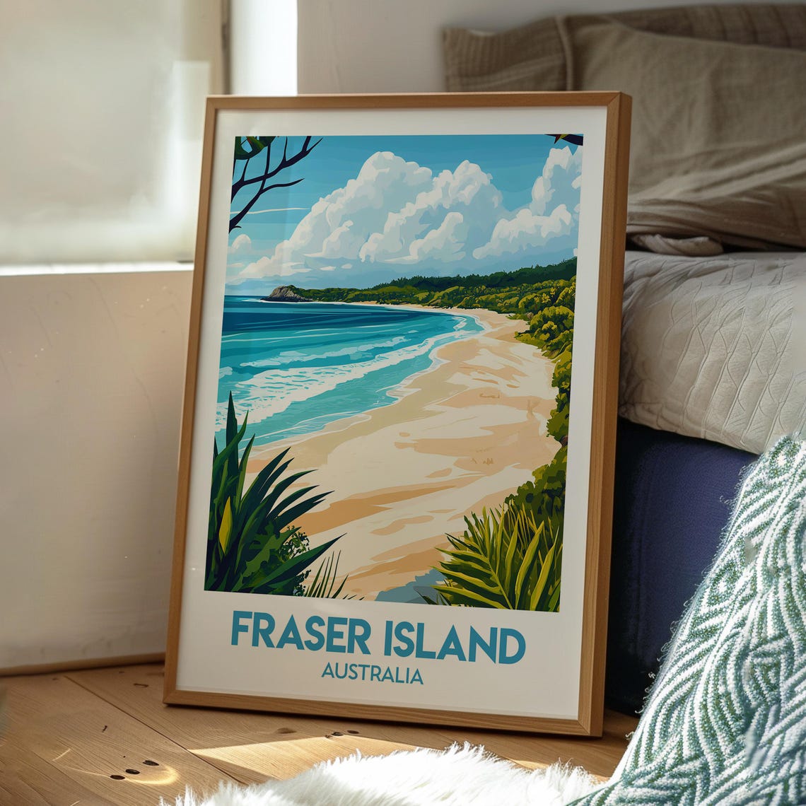 Fraser Island Australia Sandy Beach Turquoise Surf Coast Poster - Image 3