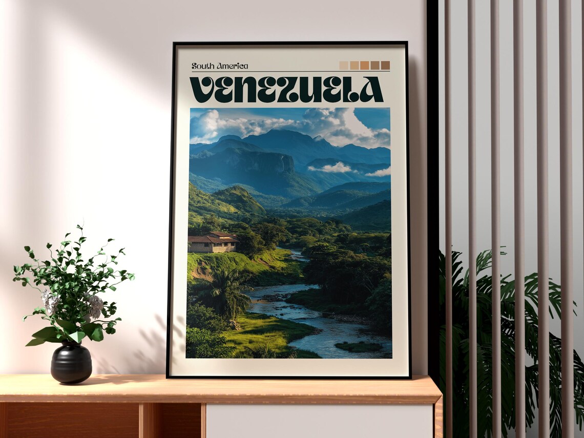 Venezuela South America River Valley Green Mountains View Art Poster
