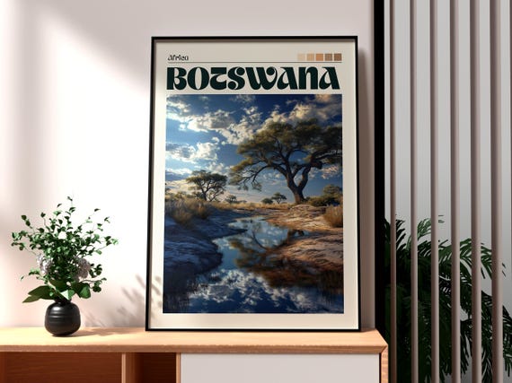 Botswana Travel Print Wall Art Gaborne Poster Africa Nature