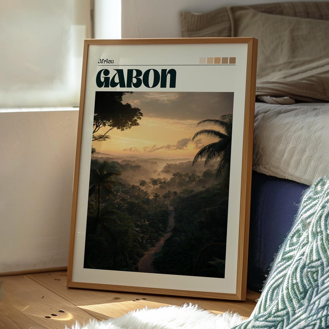 Gabon Africa Misty Rainforest Sunrise Jungle Path Travel Poster - Image 3