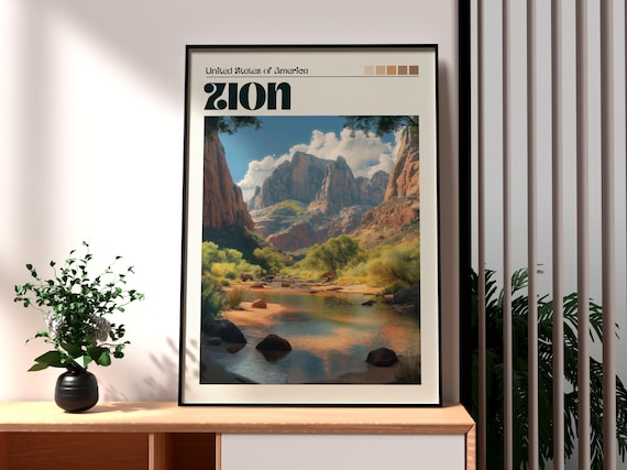 Zion National Park Utah Red Rock Canyon River Photographic Poster