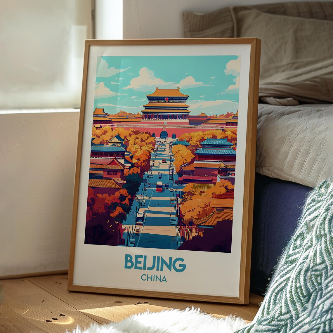 Beijing China Tiananmen Gate Imperial Palace City Travel Poster - Image 3