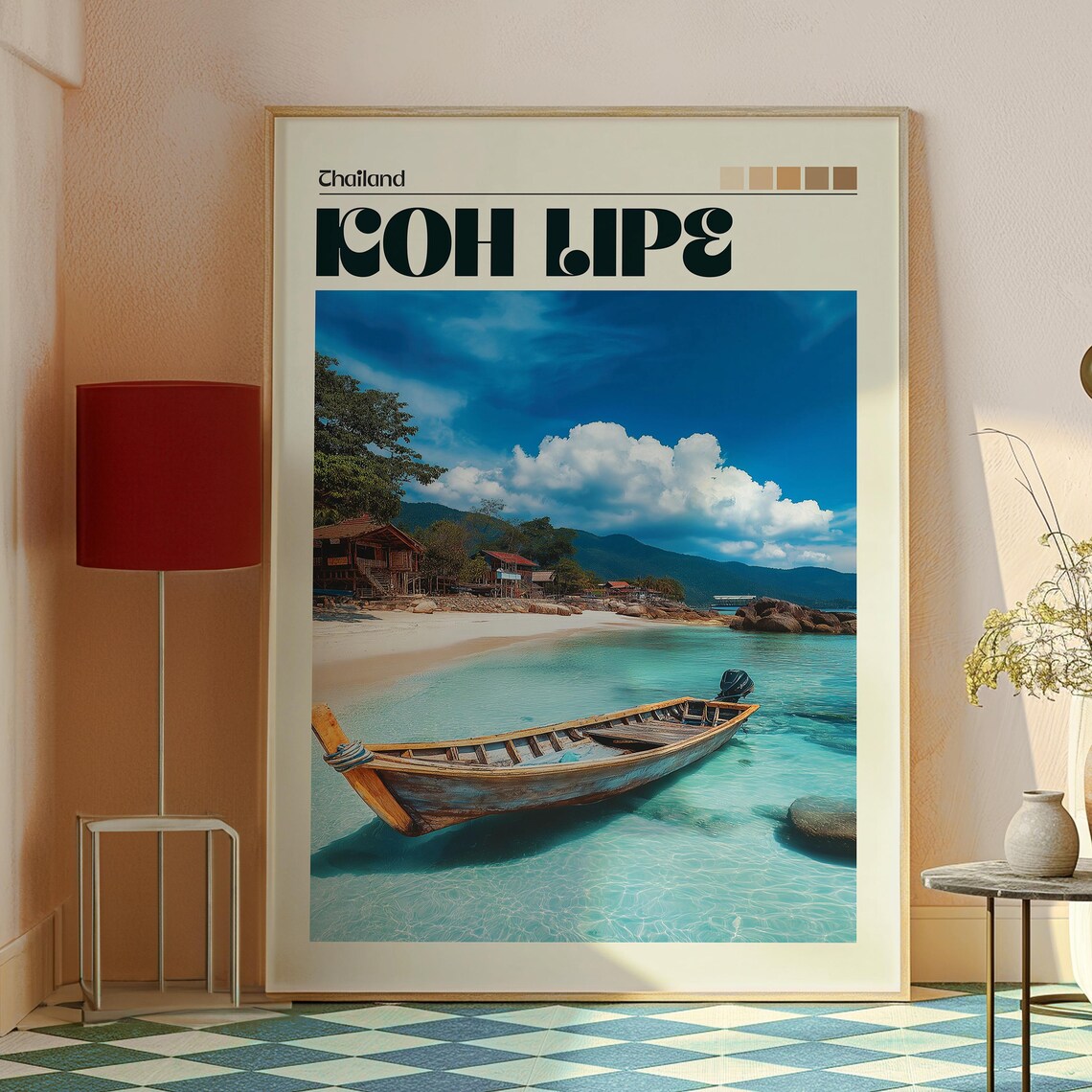 Koh Lipe Thailand Longtail Boat White Beach Tropical Travel Poster - Image 2