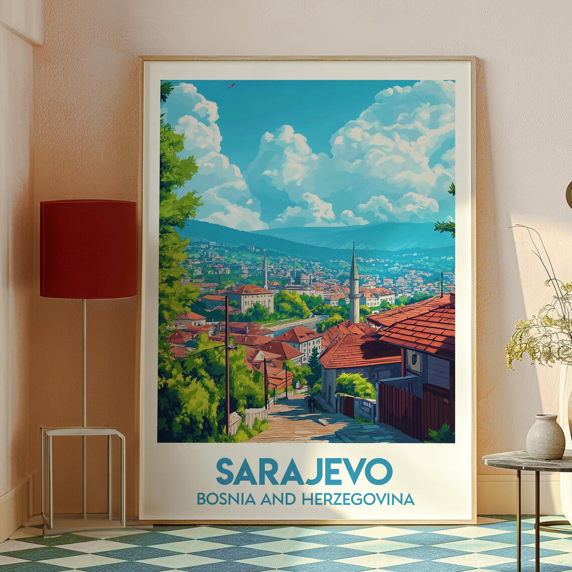 Sarajevo and Miljacka River Travel Poster - Image 2