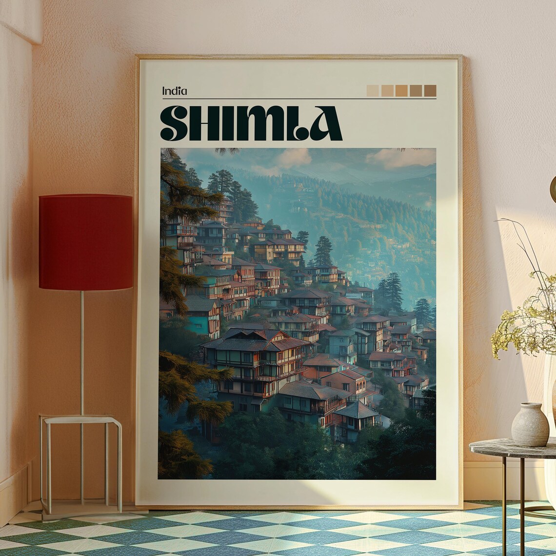 Shimla India Himalayan Hill Town Colonial Houses Misty Mountain Poster - Image 2