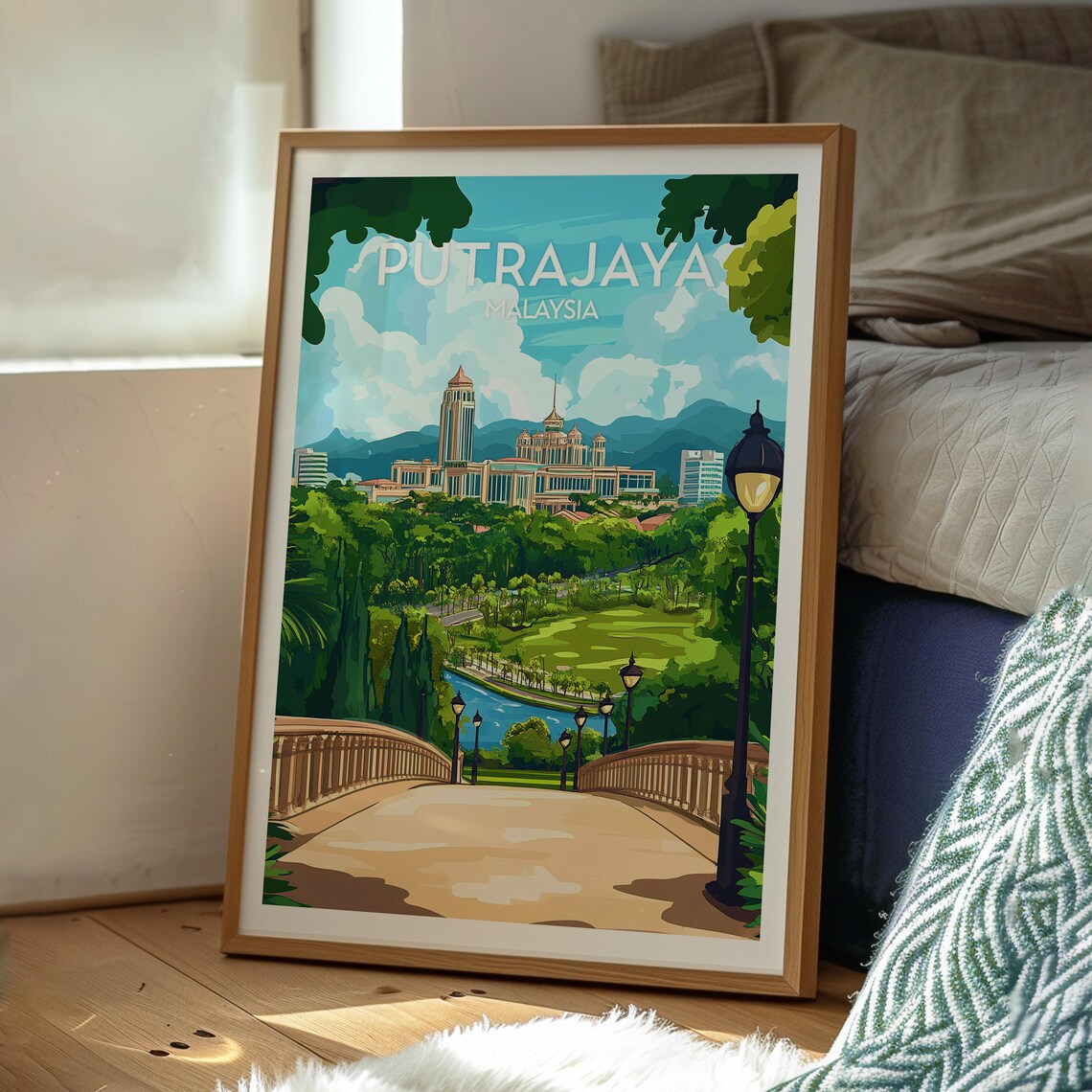 Putrajaya Malaysia Grand Mosque Lake Garden City Travel Poster - Image 3