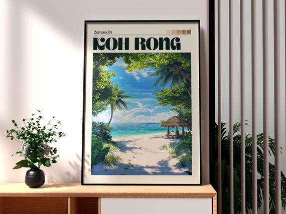 Koh Rong Print Cambodia Wall Art Poster Asia Travel Beach Backpacking Nest