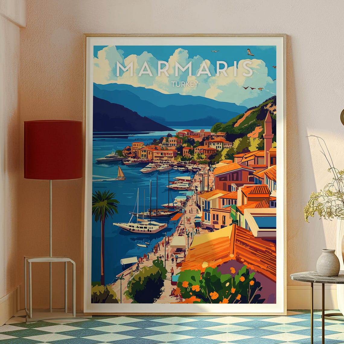 Marmaris Turkey Seaside Old Town Sailboats Bay Travel Poster - Image 2
