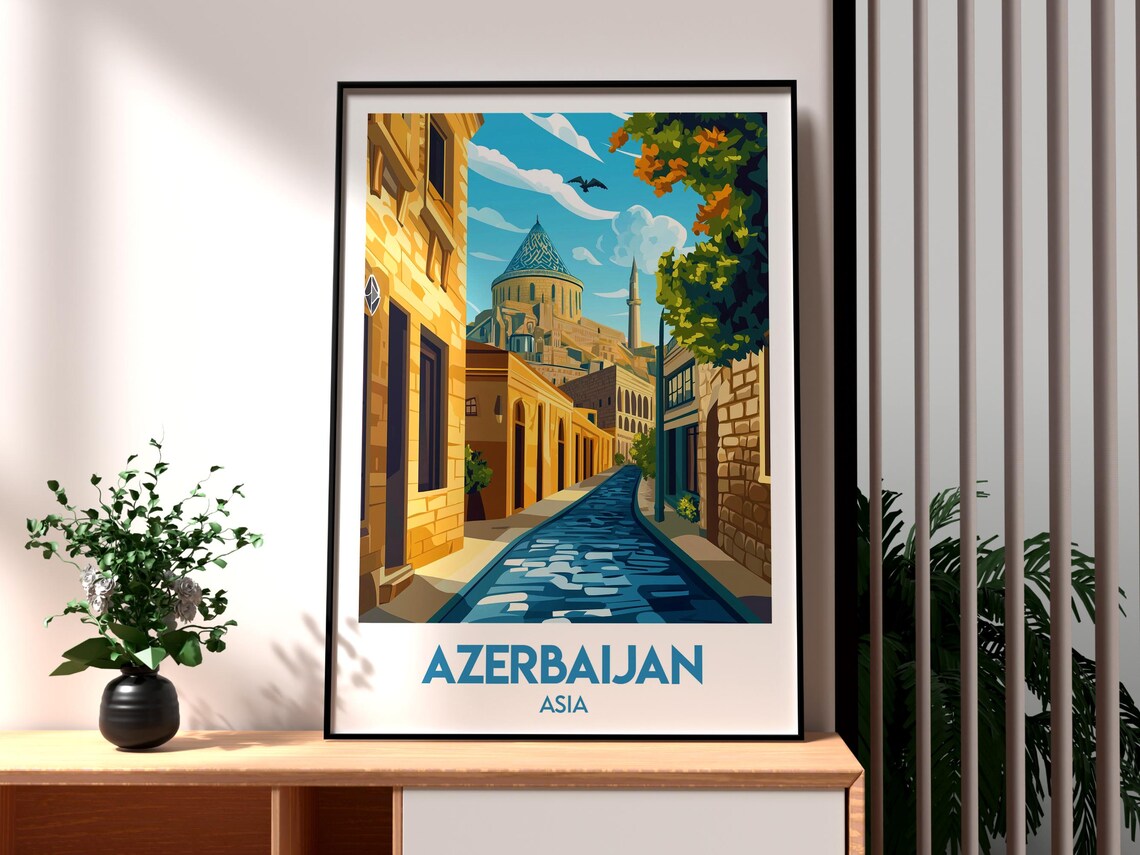 Azerbaijan Travel Poster, Europe West Asia