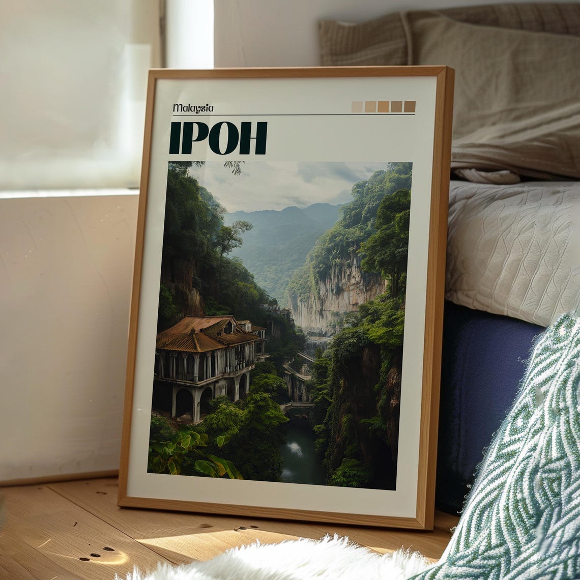 Ipoh Malaysia Limestone Cliffs Jungle Gorge River Travel Poster - Image 3