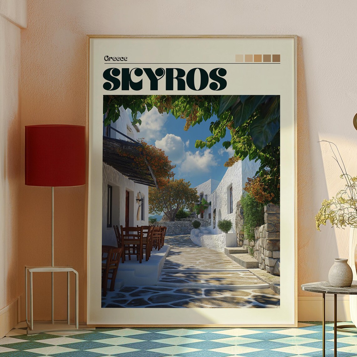 Skyros Greece Whitewashed Alley Village Charm Cycladic Island Poster - Image 2