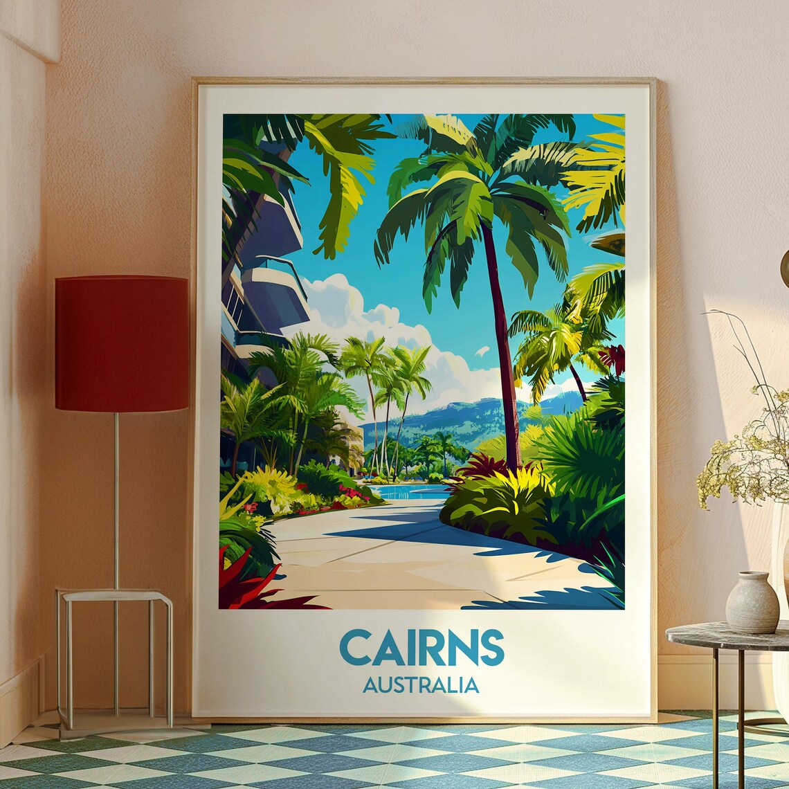 Cairns Australia Tropical Palm Resort Pathway Escape Travel Poster - Image 2