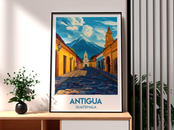 Antigua Travel Print Guatemala Wall Art Poster Holiday Gift For Traveller
