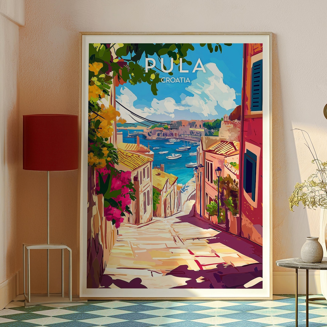 Pula Croatia Harbor Street Boats Adriatic Coastal Travel Poster - Image 2