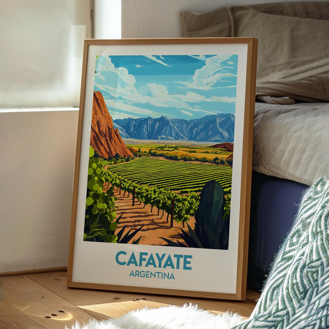 Cafayate Argentina Vineyard Red Rock Valley Landscape Travel Poster - Image 3