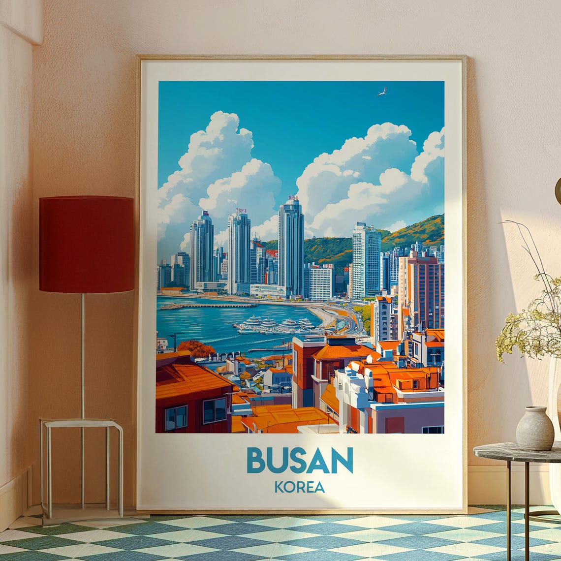 Busan Korea Harbor City Skyline Seaside Towers Beach Travel Poster - Image 2