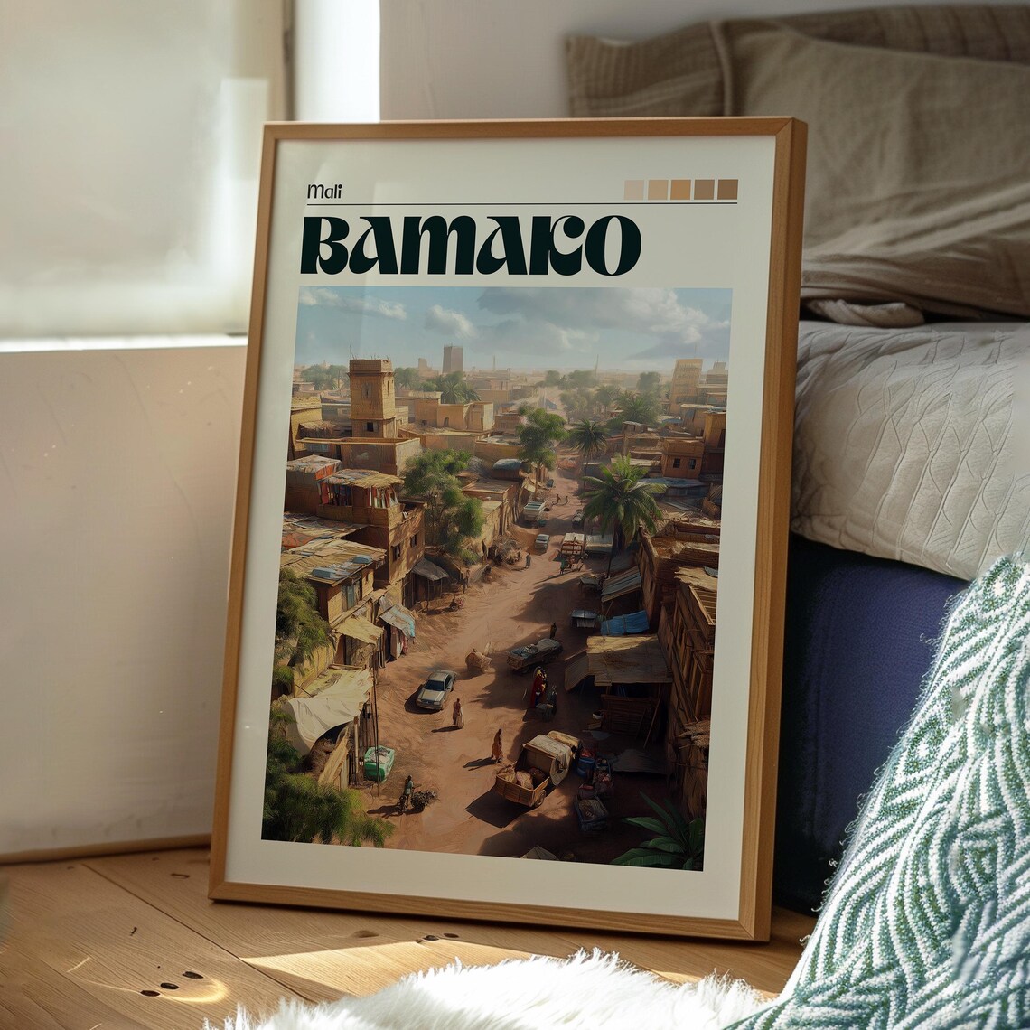 Bamako Mali Vintage West African Old Town Street Scene Travel Poster - Image 3