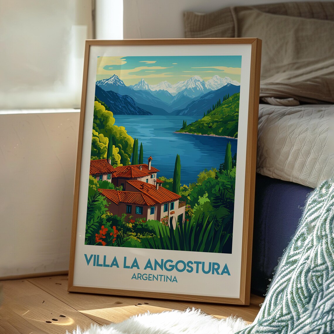 Villa La Angostura Argentina Lake Mountains Village Travel Poster - Image 3