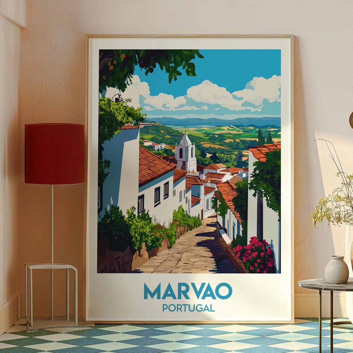 Marvao Portugal Whitewashed Village Hilltop Old Town Travel Poster - Image 2