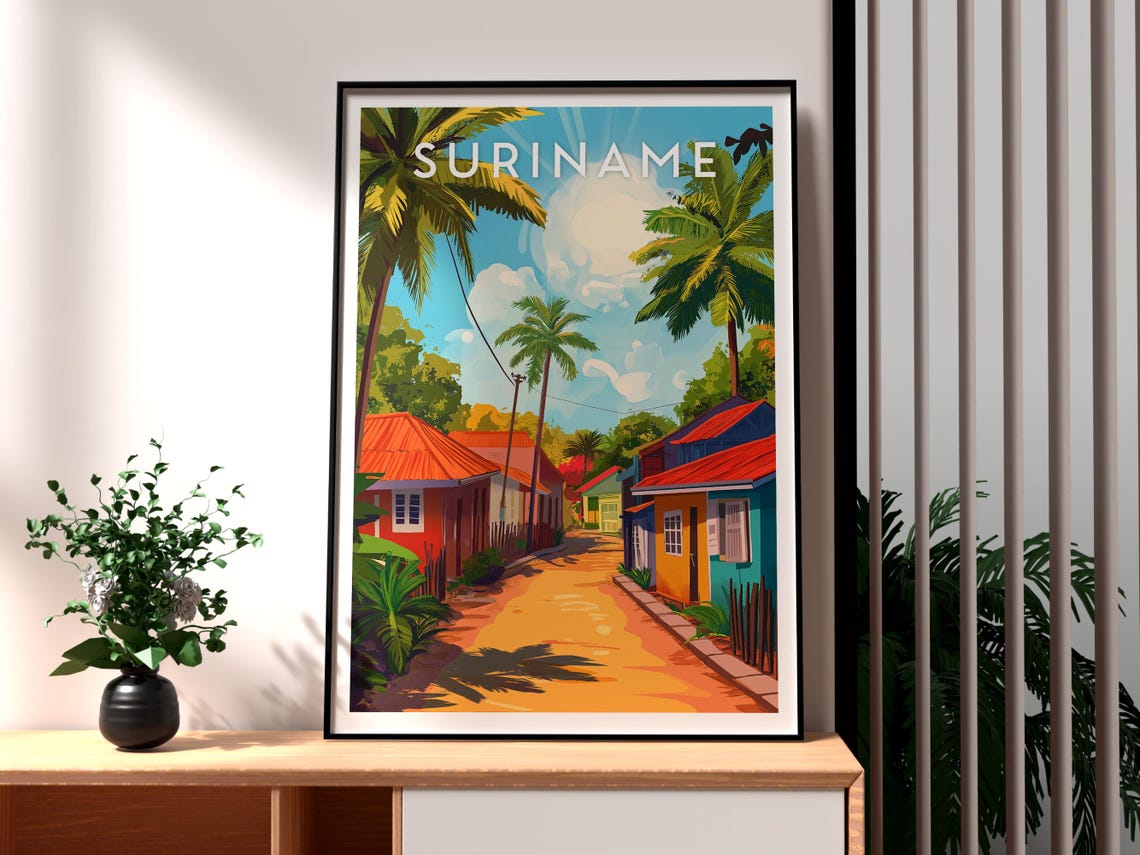Suriname Poster Art Travel Print Wall Paramaribo Backpacking South America
