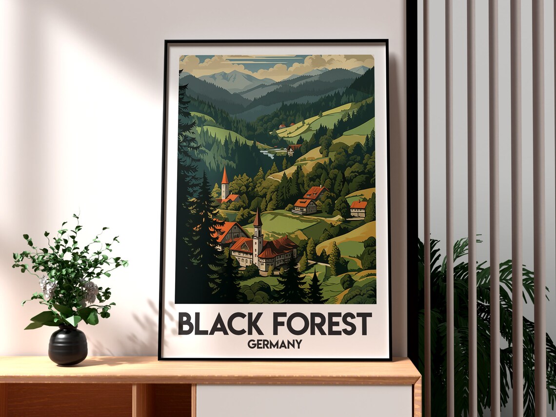 Black Forest Germany Pine Valley Village Vintage Travel Poster