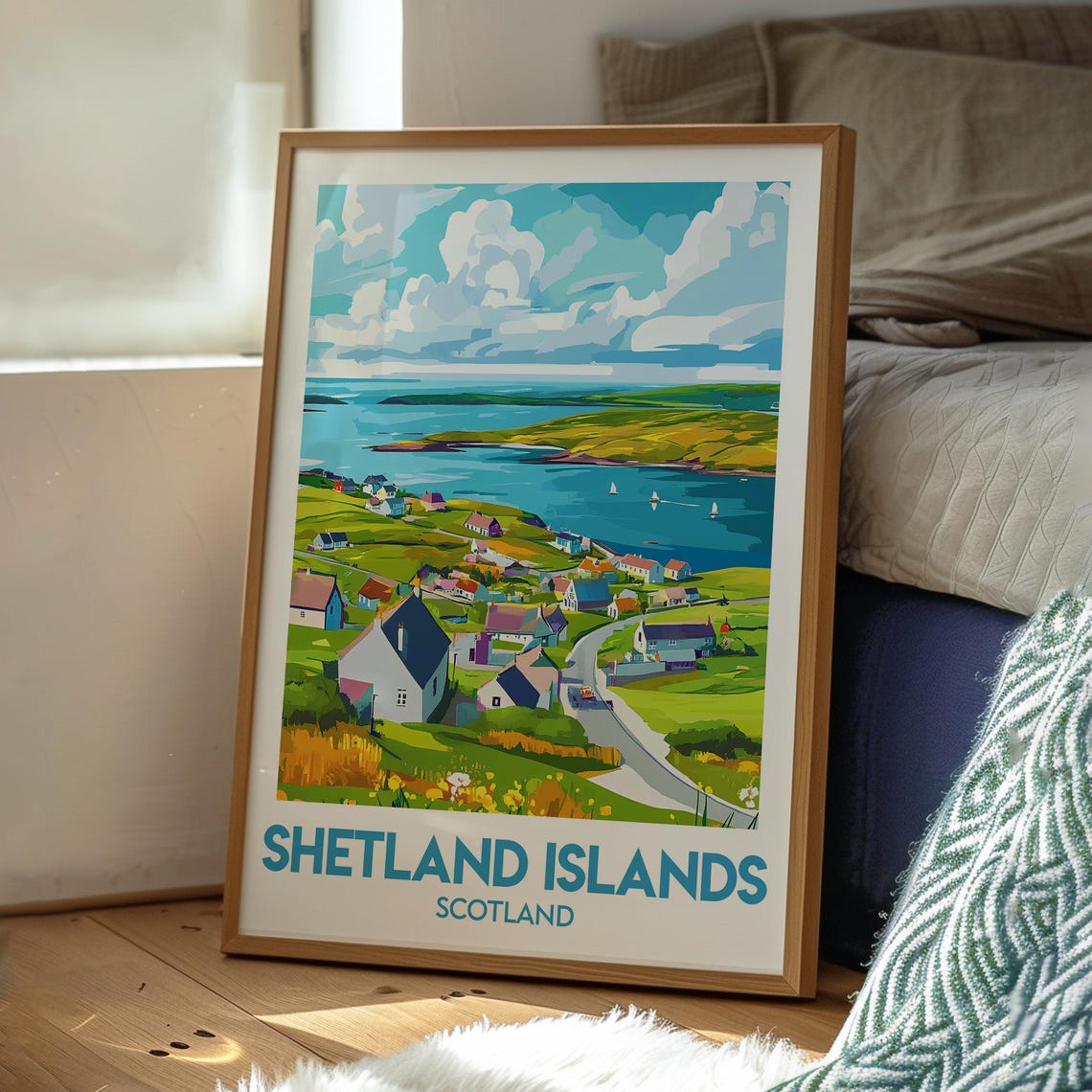 Shetland Islands Scotland Coastal Village Sea View Travel Poster - Image 3