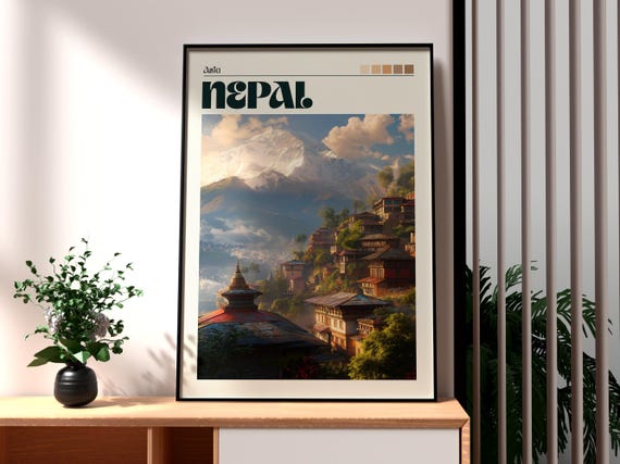 Nepal Poster Wall Art The Himalayas Trecking Kathmandu Hiking Mount Everest Base Camp