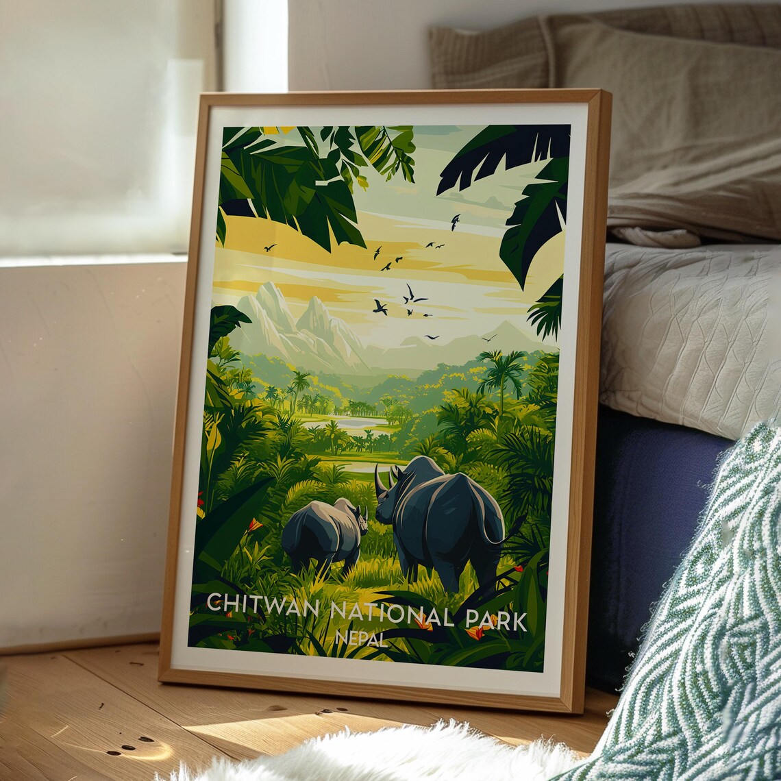 Chitwan National Park Nepal Rhino Jungle Wildlife Safari Poster - Image 3