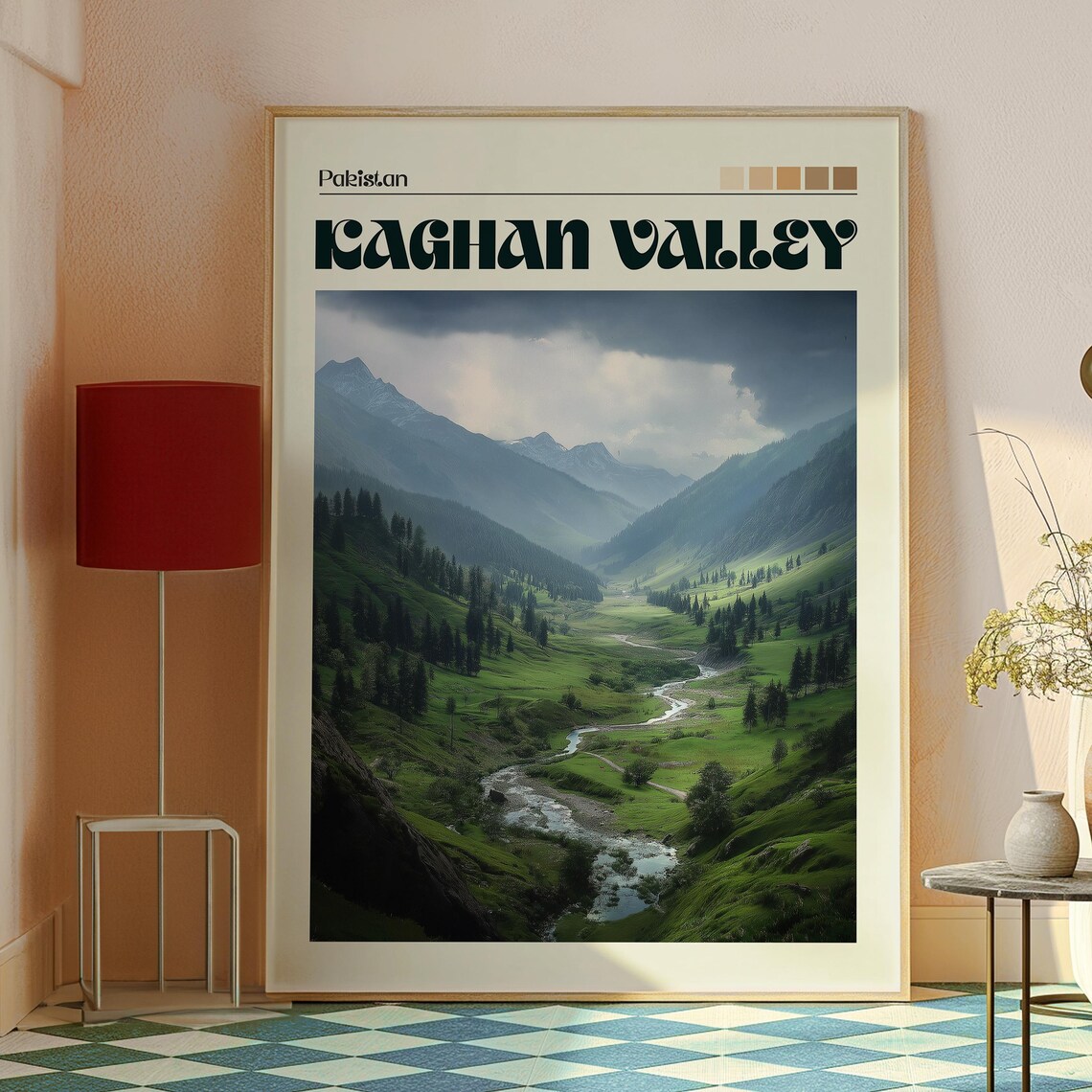 Kaghan Valley Pakistan Green Stream Mountains Scenic Travel Poster - Image 2
