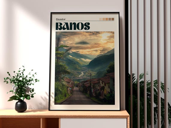 Banos Poster Ecuador Art Travel Print Wall Backpacking South America