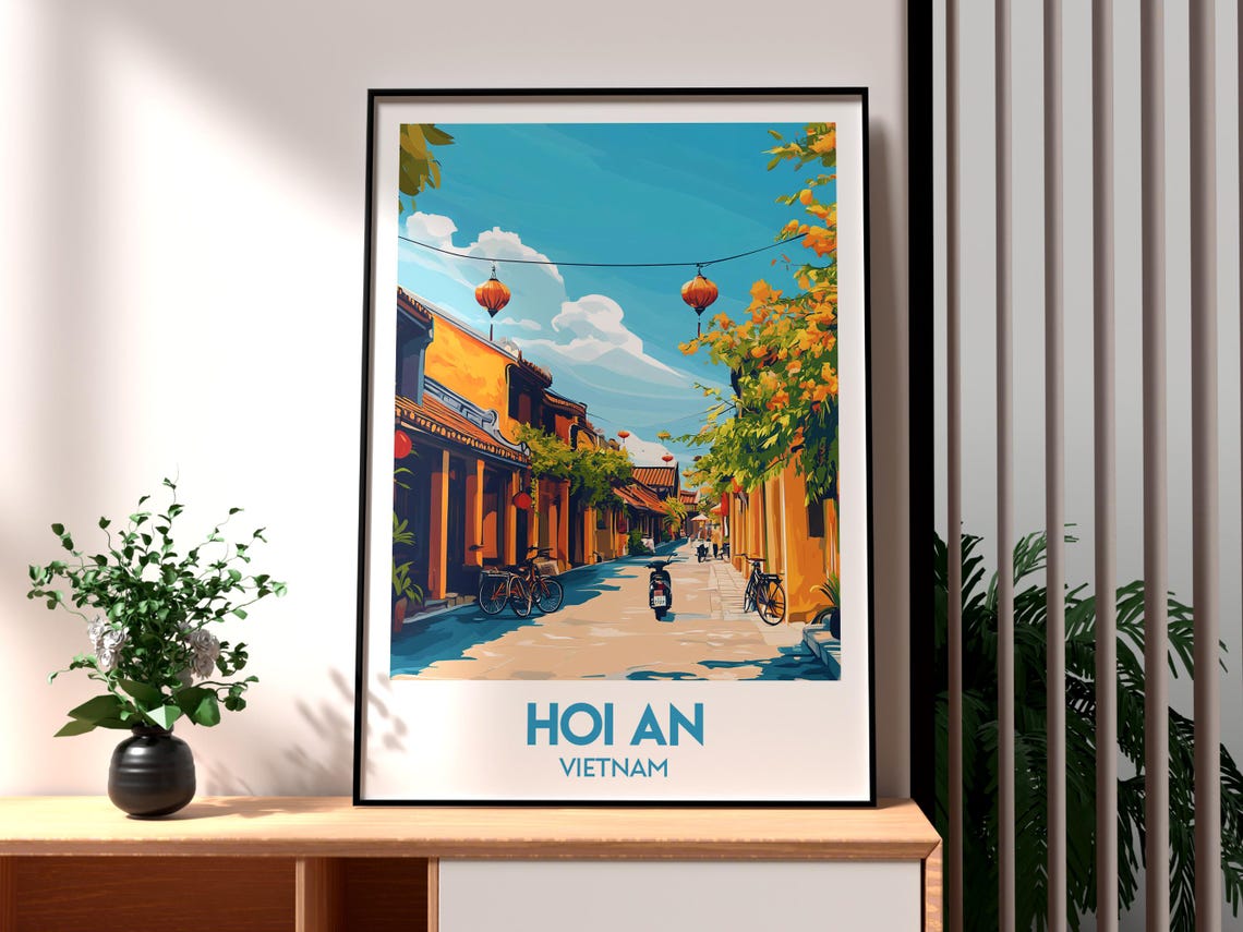 Hoi An Print Vietnam Wall Art Poster Travel Backpacking Lanterns