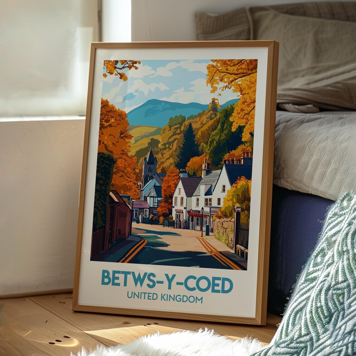 Betws Y Coed Wales Autumn Village Mountain Street Travel Poster - Image 3
