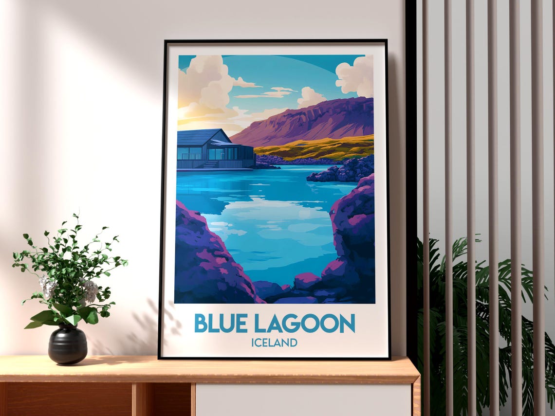 Blue Lagoon Iceland Steamy Geothermal Spa Blue Water Travel Poster