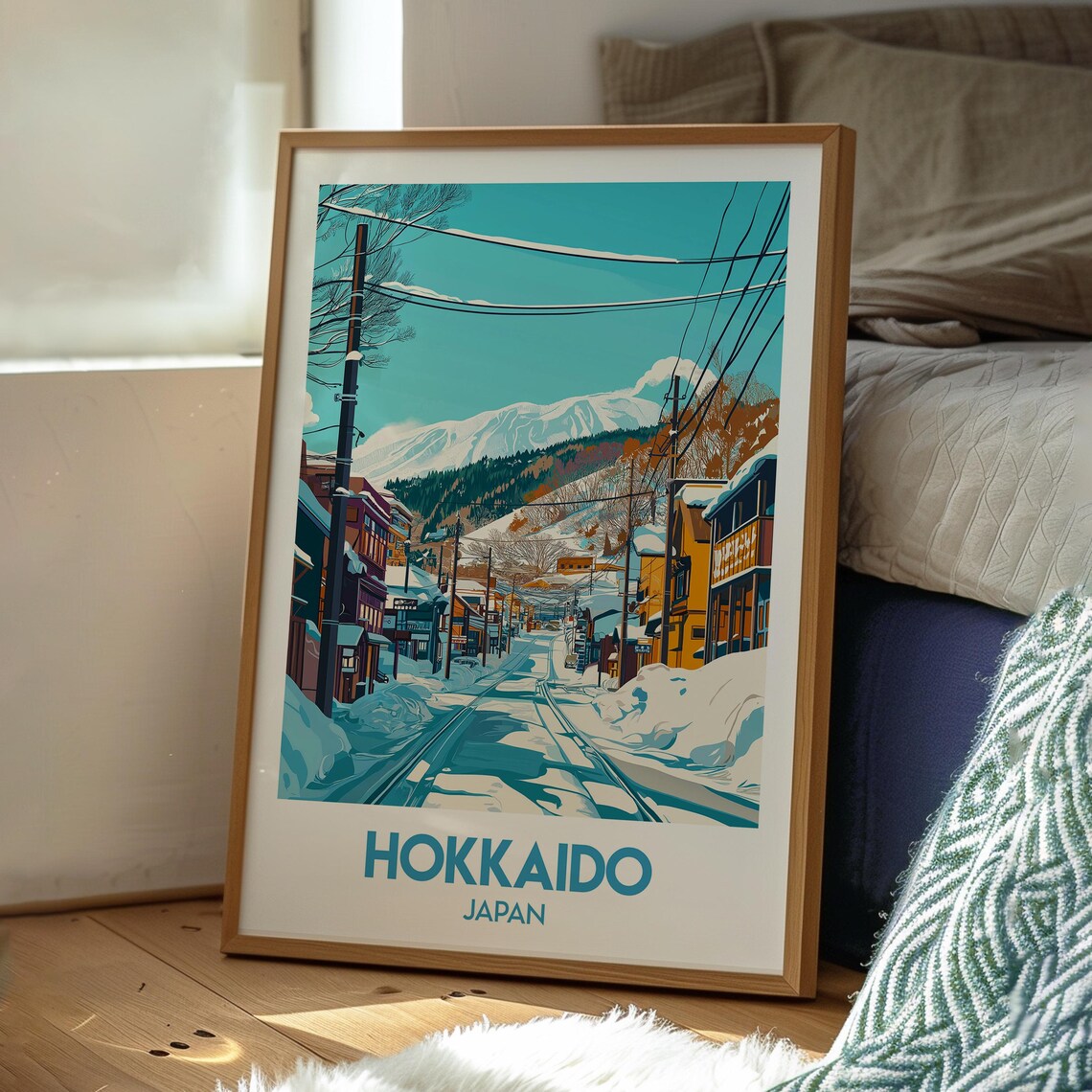 Hokkaido Japan Skiing Travel Poster, North Island - Image 3