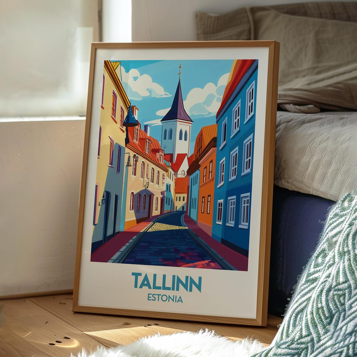Tallinn Estonia Old Town Cobbled Street Spire Medieval Travel Poster - Image 3