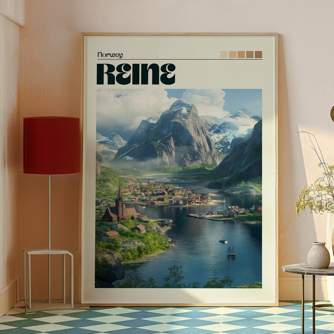 Reine Norway Lofoten Fjord Village Mountain Scenic Travel Poster - Image 2