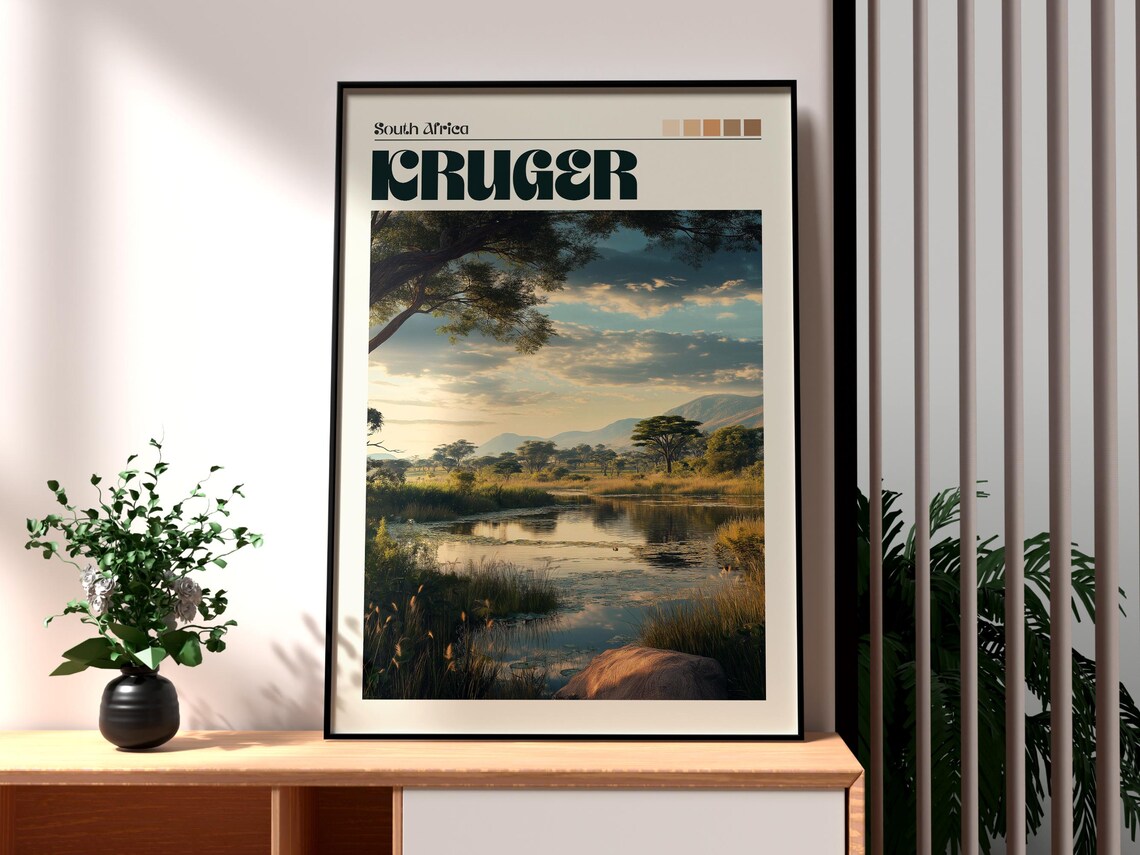 Kruger National Park South Africa Safari Sunset River Landscape Poster