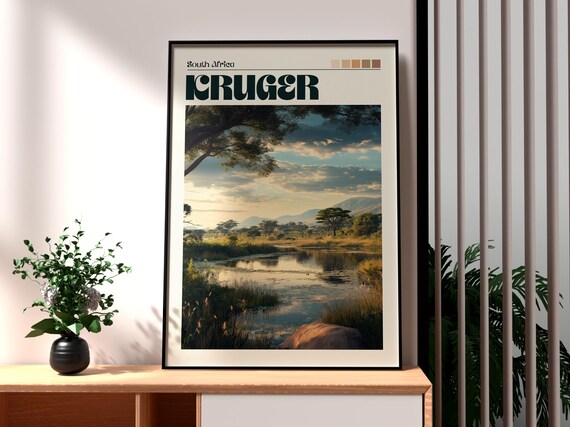 Kruger National Park South Africa Safari Sunset River Landscape Poster