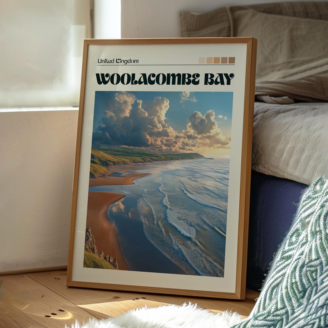 Woolacombe Bay England Sandy Beach Coast Surf Waves Travel Poster - Image 3