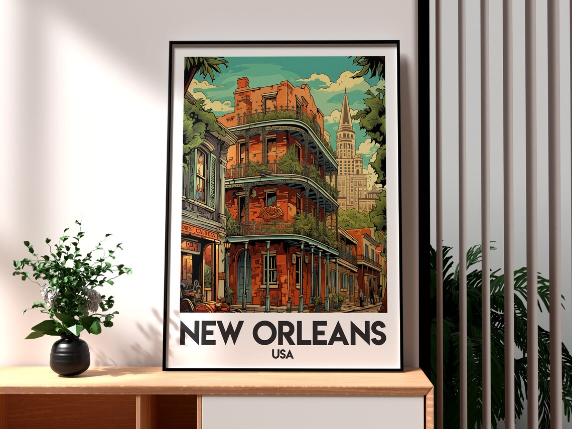 New Orleans USA Historic French Quarter Balcony Architecture Poster