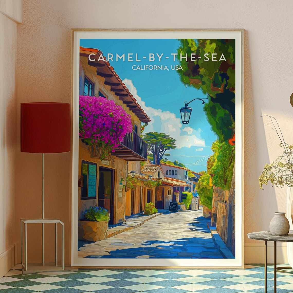 Carmel-by-the-Sea California Cobblestone Lane Garden Travel Poster - Image 2
