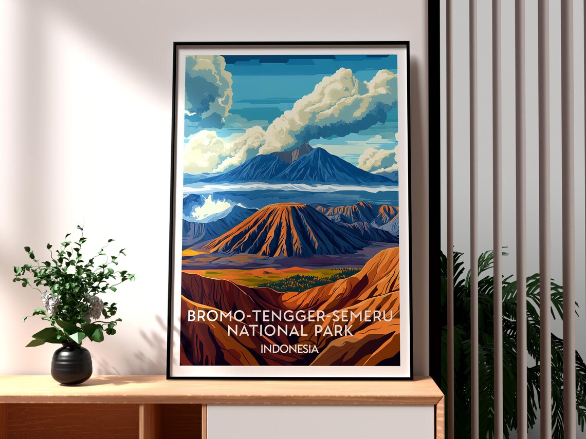 Bromo Tengger Semeru National Park Indonesia Volcano Travel Poster