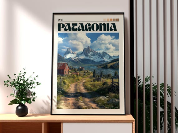 Print Mountains Wall Art Argentina Travel Poster Chile Nature