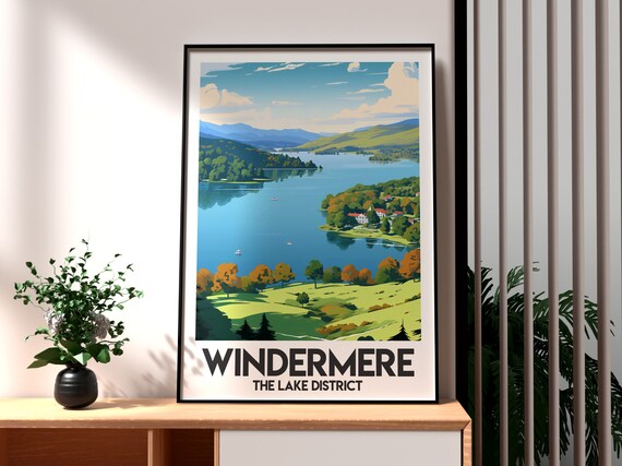 Windermere The Lake District England Scenic Autumn Lake Travel Poster