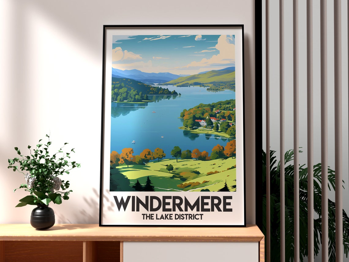 Windermere The Lake District England Scenic Autumn Lake Travel Poster