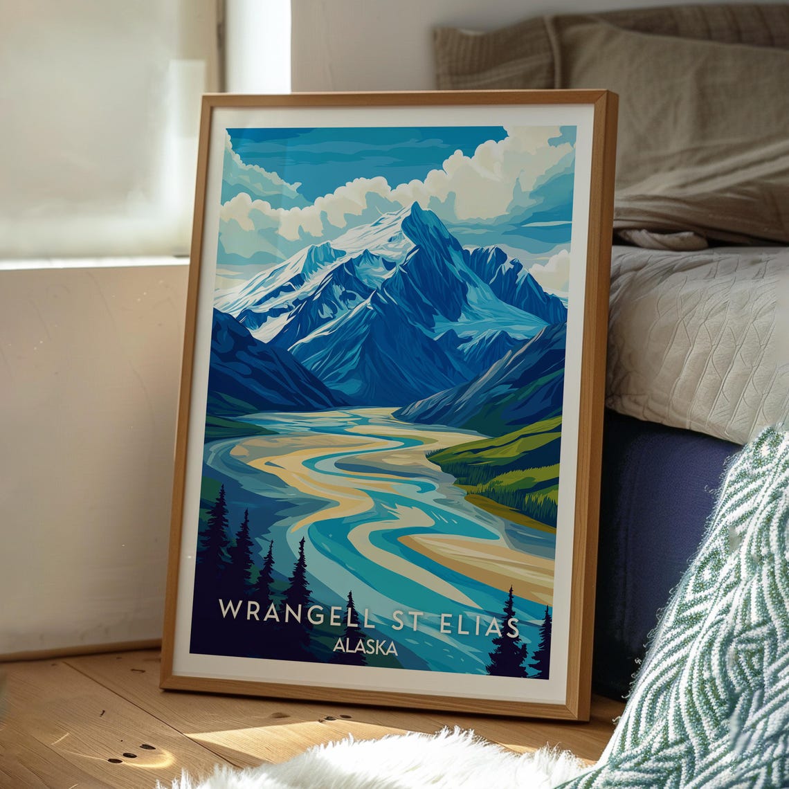 Wrangell St Elias Alaska Glacier Mountain Valley Travel Poster - Image 3